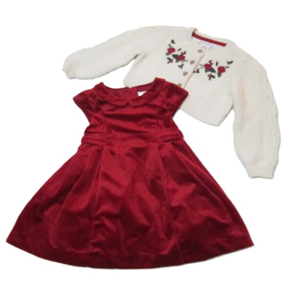 Velveteen Dress & Cream Cardigan by Tommy Bahama size 24 months - Picture 2 of 5